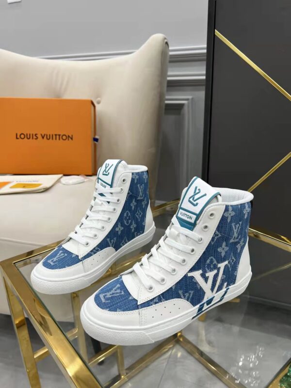 Louis Vuitton Charlie Sneaker Boot Monogram Denim Blue For Women LV 1AA47H