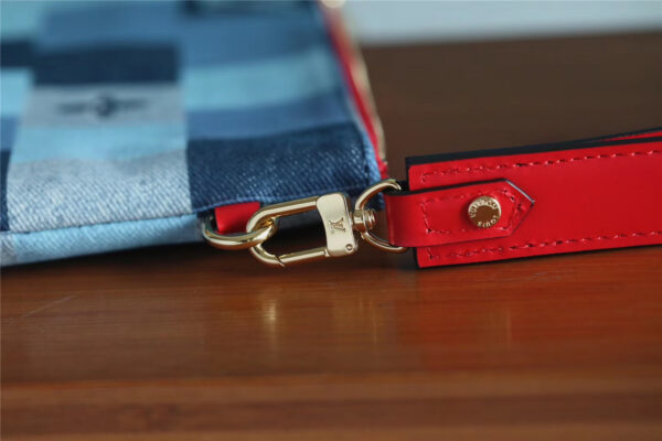 1:1 Replica Louis Vuitton City Pouch Monogram Denim Canvas Red For Women, Women's Wallets 9.1in/23cm LV M68761