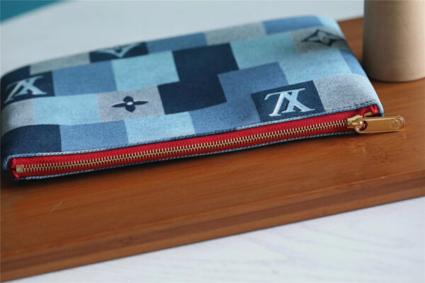 1:1 Replica Louis Vuitton City Pouch Monogram Denim Canvas Red For Women, Women's Wallets 9.1in/23cm LV M68761