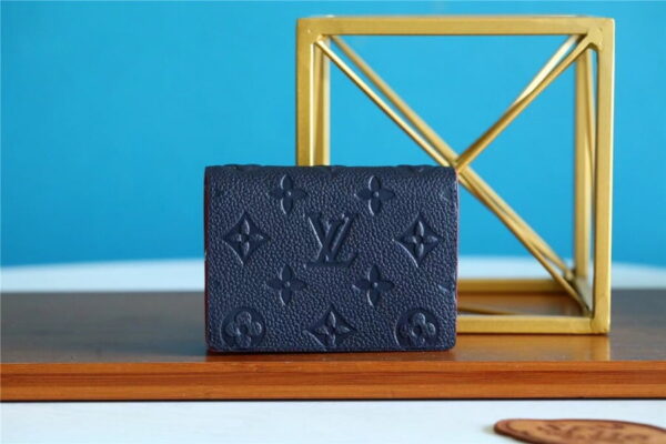 1:1 Replica Louis Vuitton Clea Wallet Monogram Empreinte Navy Blue For Women, Women's Wallets 1.3in/11cm LV