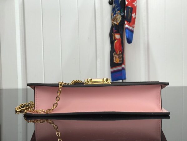 1:1 Replica Louis Vuitton Croisette Chain Wallet Damier Ebene Canvas Magnolia Pink For Women, Women's Wallet 8.3in/21cm LV N60287