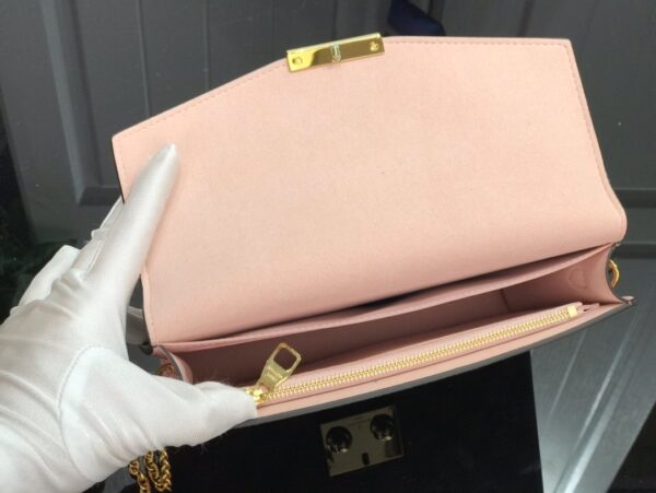 1:1 Replica Louis Vuitton Croisette Chain Wallet Damier Ebene Canvas Magnolia Pink For Women, Women's Wallet 8.3in/21cm LV N60287