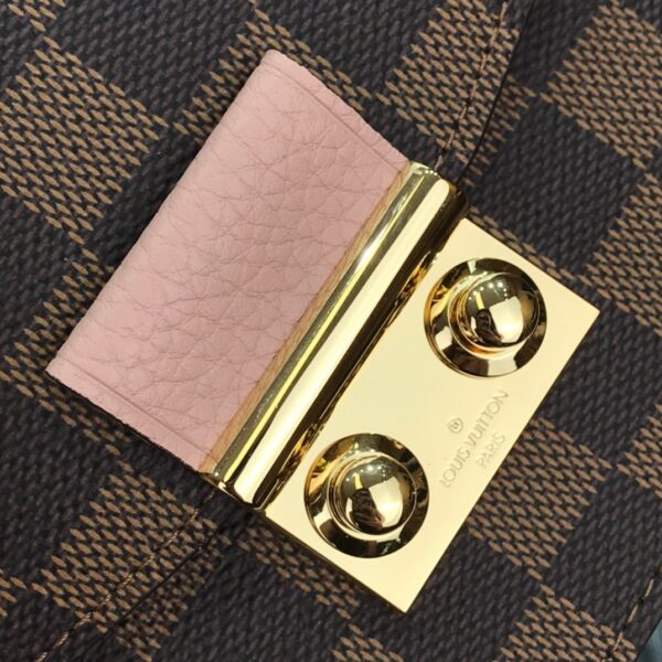 1:1 Replica Louis Vuitton Croisette Chain Wallet Damier Ebene Canvas Magnolia Pink For Women, Women's Wallet 8.3in/21cm LV N60287