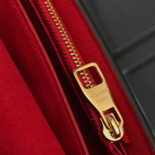 1:1 Replica Louis Vuitton Croisette Chain Wallet Damier Ebene Canvas Scarlet Red For Women, Women's Wallet 8.3in/21cm LV N60288