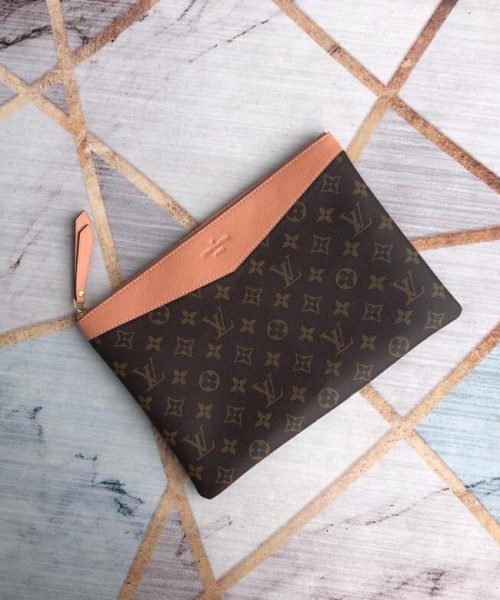 1:1 Replica Louis Vuitton Daily Pouch Bag Monogram Canvas Light Pink For Women 11.6in/29.5cm LV M62942