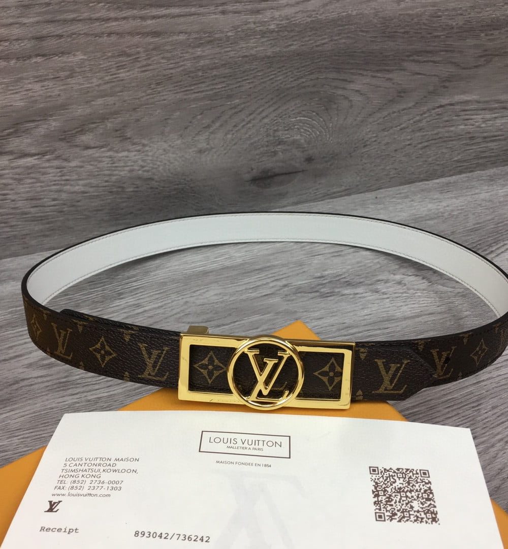1:1 Replica Louis Vuitton Dauphine Reversible Belt Monogram Canvas, LV Women Belt