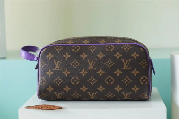 1:1 Replica Louis Vuitton Dopp Kit Poche Toilette Monogram Canvas By Virgil Abloh's Minty /Purple For Women, Women's Wallets 11in/28cm LV 