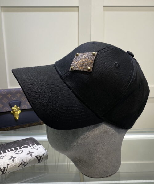 Louis Vuitton Embroidered Logo Baseball Cap Black LV Cap