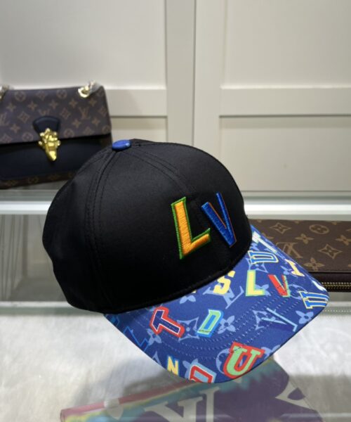 Louis Vuitton Embroidered Logo Baseball Cap Black LV Cap