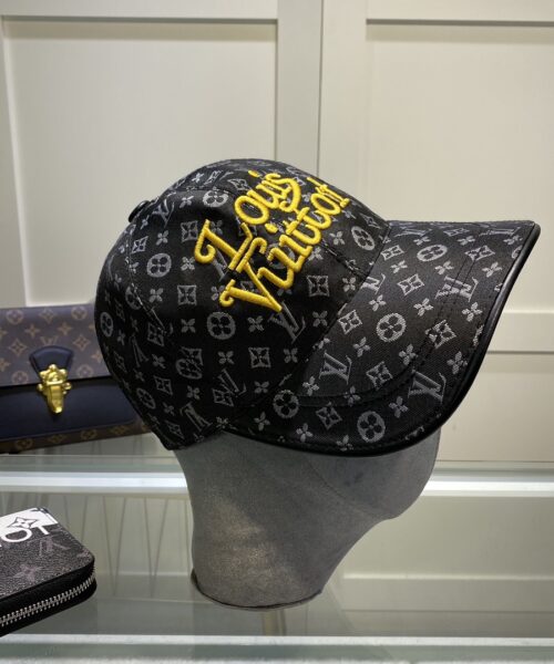 Louis Vuitton Embroidered Logo Baseball Cap Black LV Cap