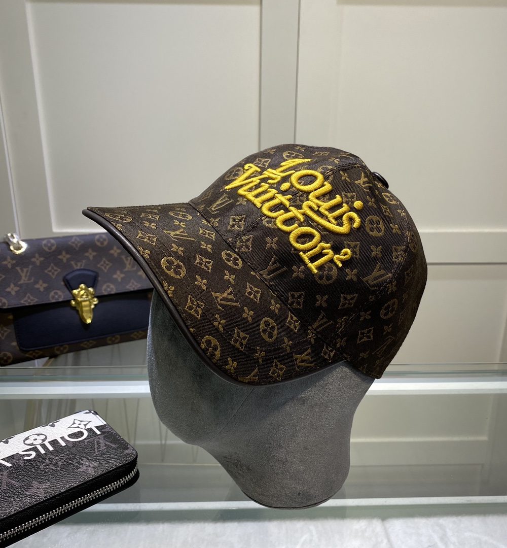 Louis Vuitton Embroidered Logo Baseball Cap Brown LV Cap