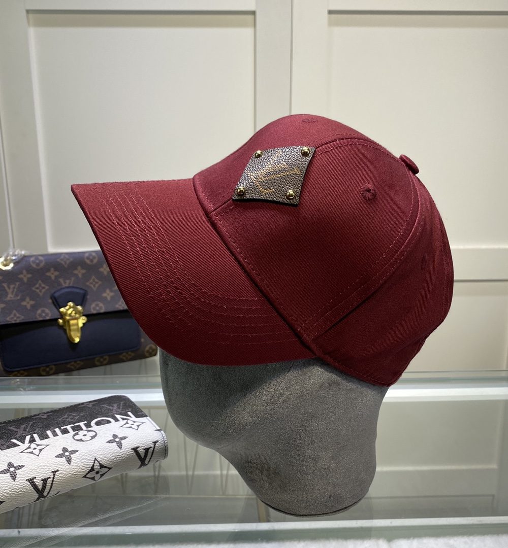 Louis Vuitton Embroidered Logo Baseball Cap Burgundy LV Cap