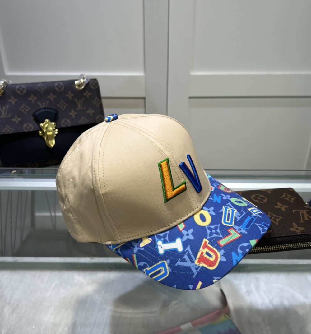 Louis Vuitton Embroidered Logo Baseball Cap Cream LV Cap