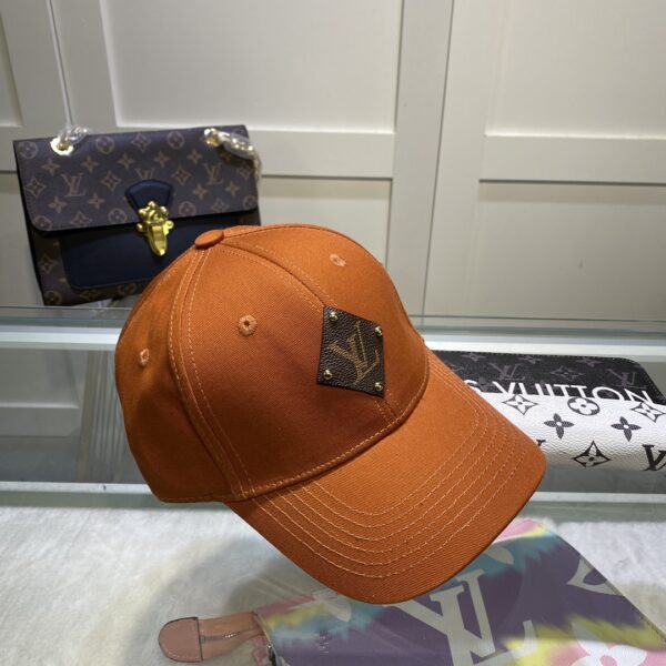 Louis Vuitton Embroidered Logo Baseball Cap Orange LV Cap
