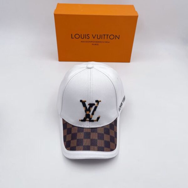 Louis Vuitton Embroidered Logo Baseball Cap White LV Cap