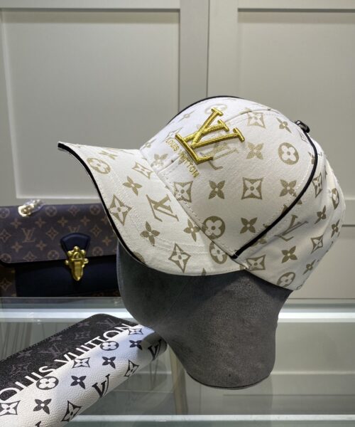 Louis Vuitton Embroidered Logo Baseball Cap White LV Cap