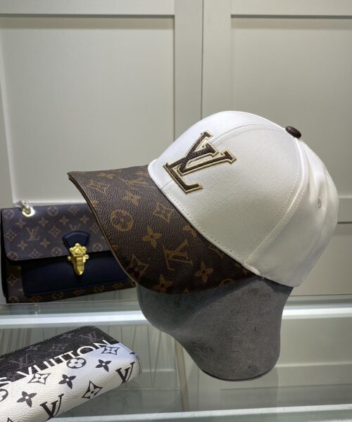 Louis Vuitton Embroidered Logo Baseball Cap White/Brown LV Cap