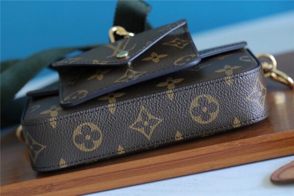 1:1 Replica Louis Vuitton Felicie Strap & Go Monogram Canvas Khaki Green For Women, Women's Wallets 6.7in/17cm LV M80091