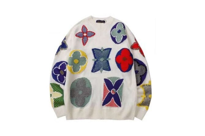 louis vuitton floral pattern sweatshirt white for men 8twlk