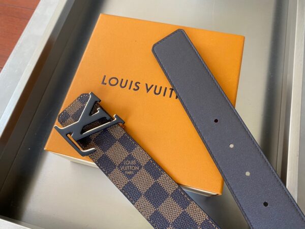 1:1 Replica Louis Vuitton Initiales Reversible LV Belt Damier Ebene Canvas with Black Toned Hardware LV Women Belt