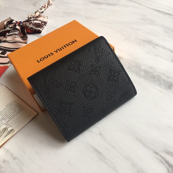 1:1 Replica Louis Vuitton Iris Compact Wallet Mahina Black For Women, Women's Wallet 4.7in/12cm LV M62540
