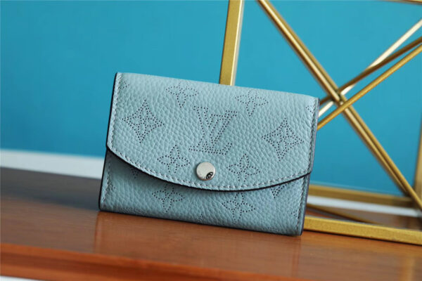 1:1 Replica Louis Vuitton Iris Compact Wallet Mahina Light Blue For Women, Women's Wallets 4.2in/12cm LV