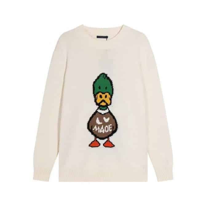 louis vuitton jacquard duck crewneck sweatshirt cream for men hjp3b