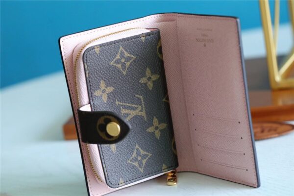 1:1 Replica Louis Vuitton Juliette Wallet Monogram Canvas Rose Ballerine Pink For Women, Women's Wallets 5.1in/13cm LV M80973