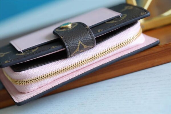 1:1 Replica Louis Vuitton Juliette Wallet Monogram Canvas Rose Ballerine Pink For Women, Women's Wallets 5.1in/13cm LV M80973
