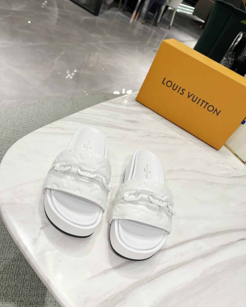 Louis Vuitton Jumbo Flatform Mule White For Women LV