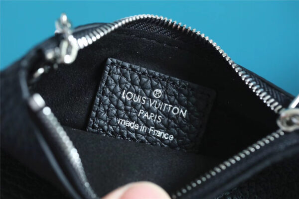 1:1 Replica Louis Vuitton Key Pouch Mahina Black For Women, Women's Wallets 5.1in/13cm LV