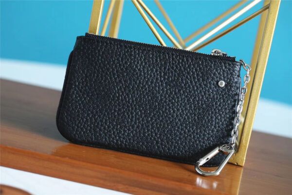 1:1 Replica Louis Vuitton Key Pouch Mahina Black For Women, Women's Wallets 5.1in/13cm LV