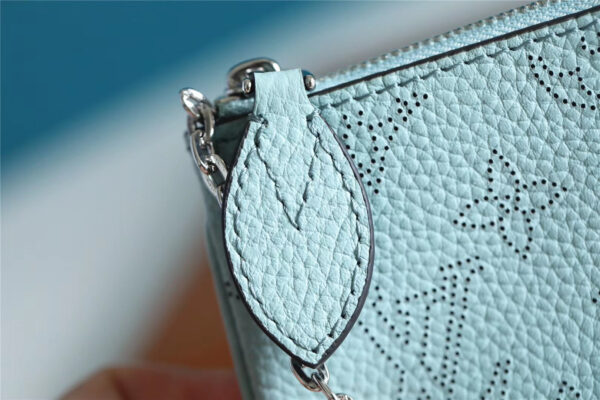 1:1 Replica Louis Vuitton Key Pouch Mahina Light Blue For Women, Women's Wallets 5.1in/13cm LV