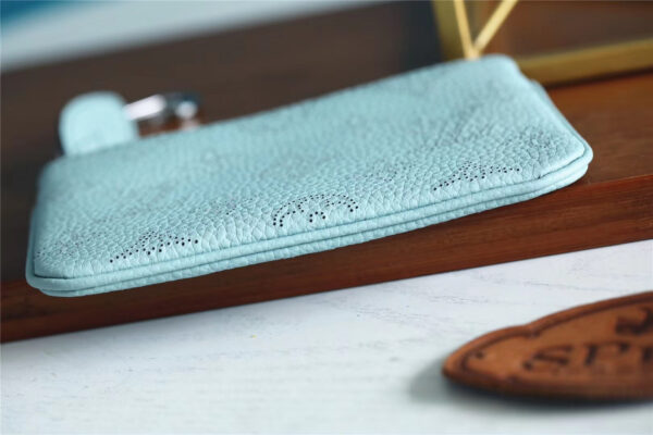 1:1 Replica Louis Vuitton Key Pouch Mahina Light Blue For Women, Women's Wallets 5.1in/13cm LV
