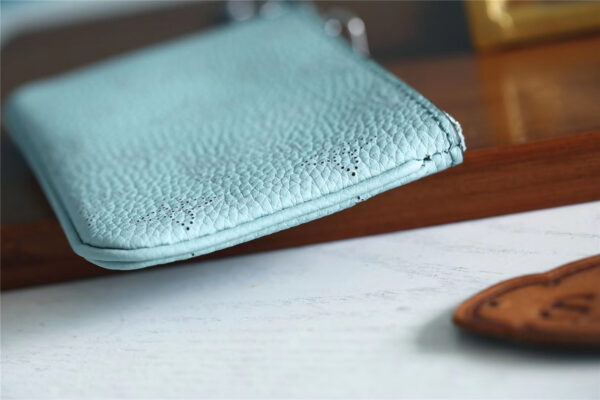 1:1 Replica Louis Vuitton Key Pouch Mahina Light Blue For Women, Women's Wallets 5.1in/13cm LV