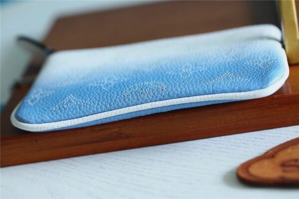 1:1 Replica Louis Vuitton Key Pouch Mahina Magnolia Blue For Women, Women's Wallets 5.1in/13cm LV 