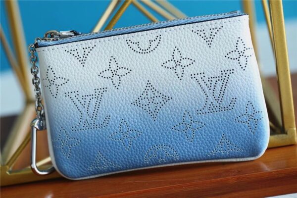 1:1 Replica Louis Vuitton Key Pouch Mahina Magnolia Blue For Women, Women's Wallets 5.1in/13cm LV 