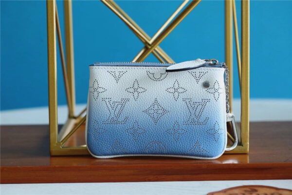 1:1 Replica Louis Vuitton Key Pouch Mahina Magnolia Blue For Women, Women's Wallets 5.1in/13cm LV 