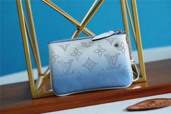 1:1 Replica Louis Vuitton Key Pouch Mahina Magnolia Blue For Women, Women's Wallets 5.1in/13cm LV 