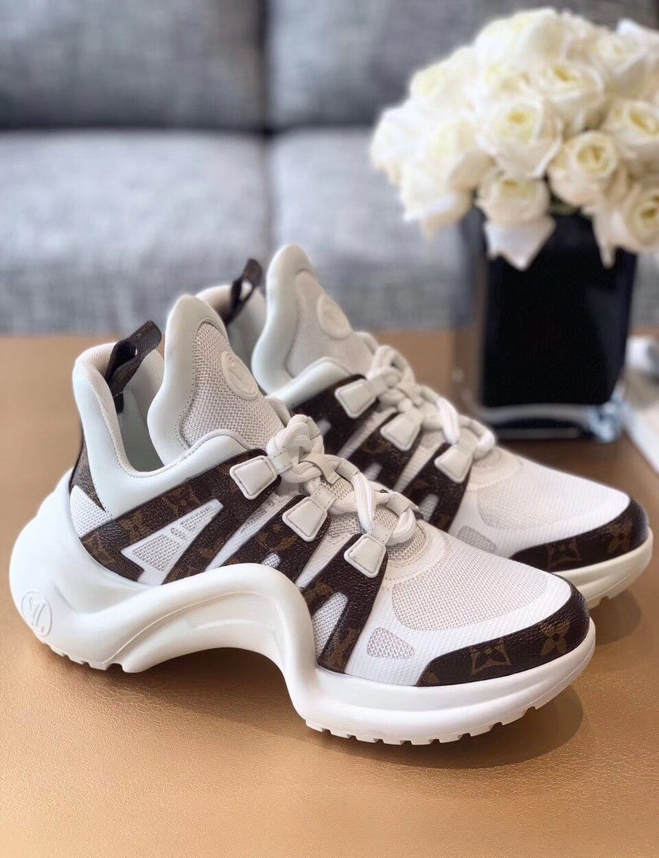 Louis Vuitton LV Archlight Sneaker Patent Monogram Material And Technical Fabrics White For Women LV 1A43L1