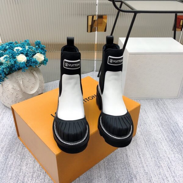 Louis Vuitton LV Beaubourg Ankle Boot Neoprene Black/White For Women LV 1A9GYE