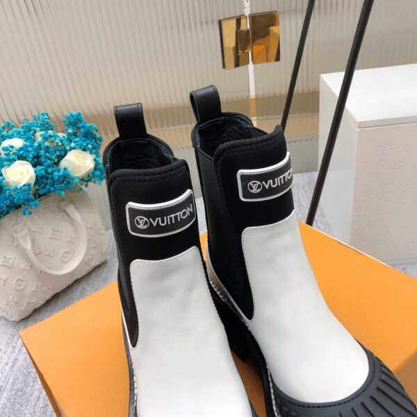 Louis Vuitton LV Beaubourg Ankle Boot Neoprene Black/White For Women LV 1A9GYE