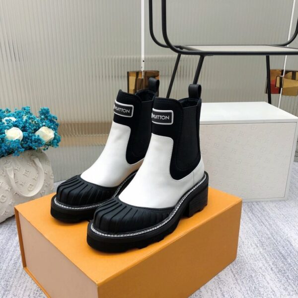 Louis Vuitton LV Beaubourg Ankle Boot Neoprene Black/White For Women LV 1A9GYE