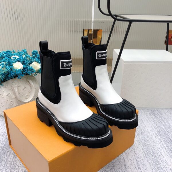 Louis Vuitton LV Beaubourg Ankle Boot Neoprene Black/White For Women LV 1A9GYE