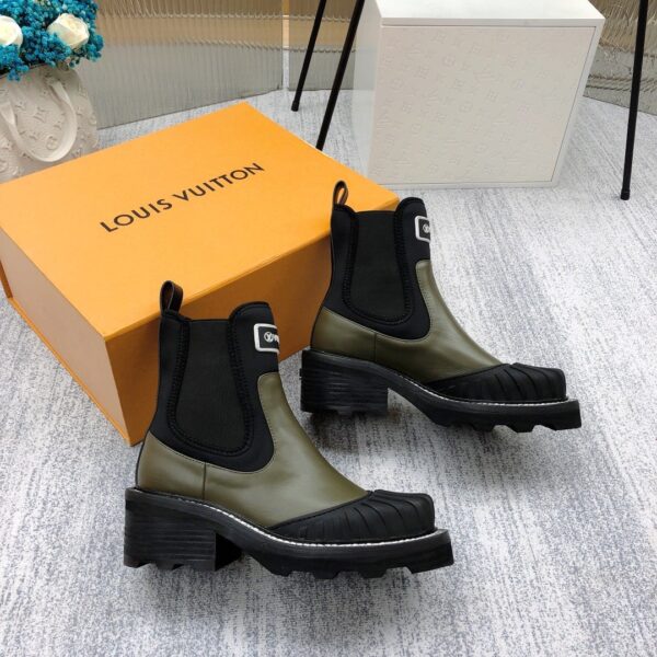 Louis Vuitton LV Beaubourg Ankle Boot Neoprene Khaki Green For Women LV 1A9GYT