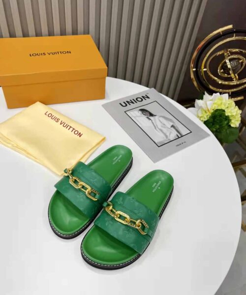 Louis Vuitton LV Sunset Flat Comfort Mule Green For Women LV 1A9RAK