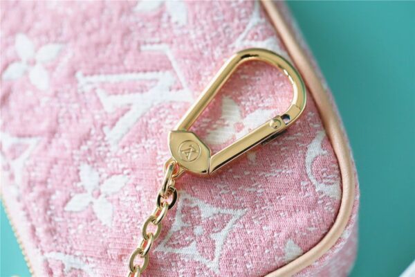 1:1 Replica Louis Vuitton Mini Pochette Accessoires Monogram Denim Pink For Women, Women's Wallets 6.1in/15.5cm LV 