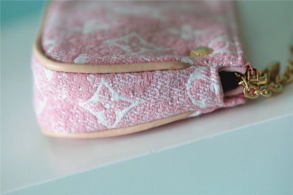 1:1 Replica Louis Vuitton Mini Pochette Accessoires Monogram Denim Pink For Women, Women's Wallets 6.1in/15.5cm LV 