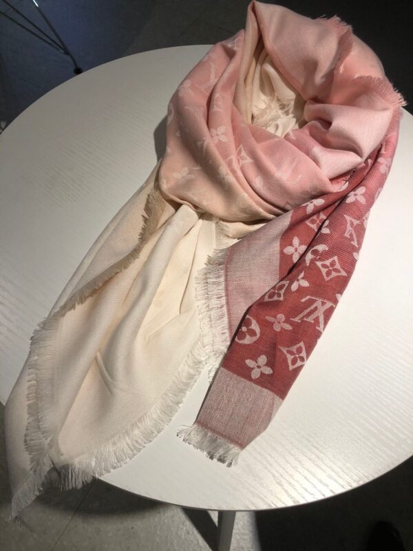 Louis Vuitton Monogram Showtime Shawl Scarf Pink/Yellow 55in/140cm