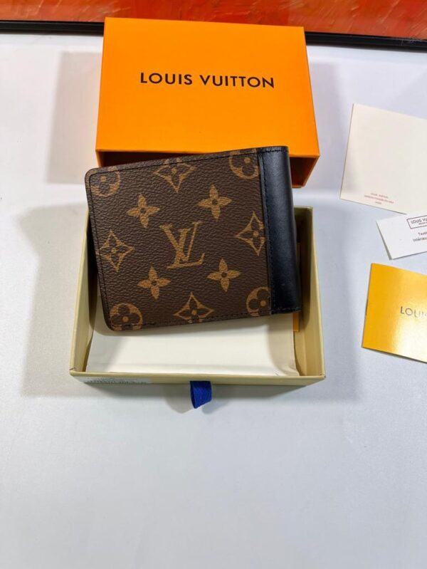 1:1 Replica Louis Vuitton Multiple Wallet Monogram Macassar Black For Men, Men's Wallet 12cm LV M69408